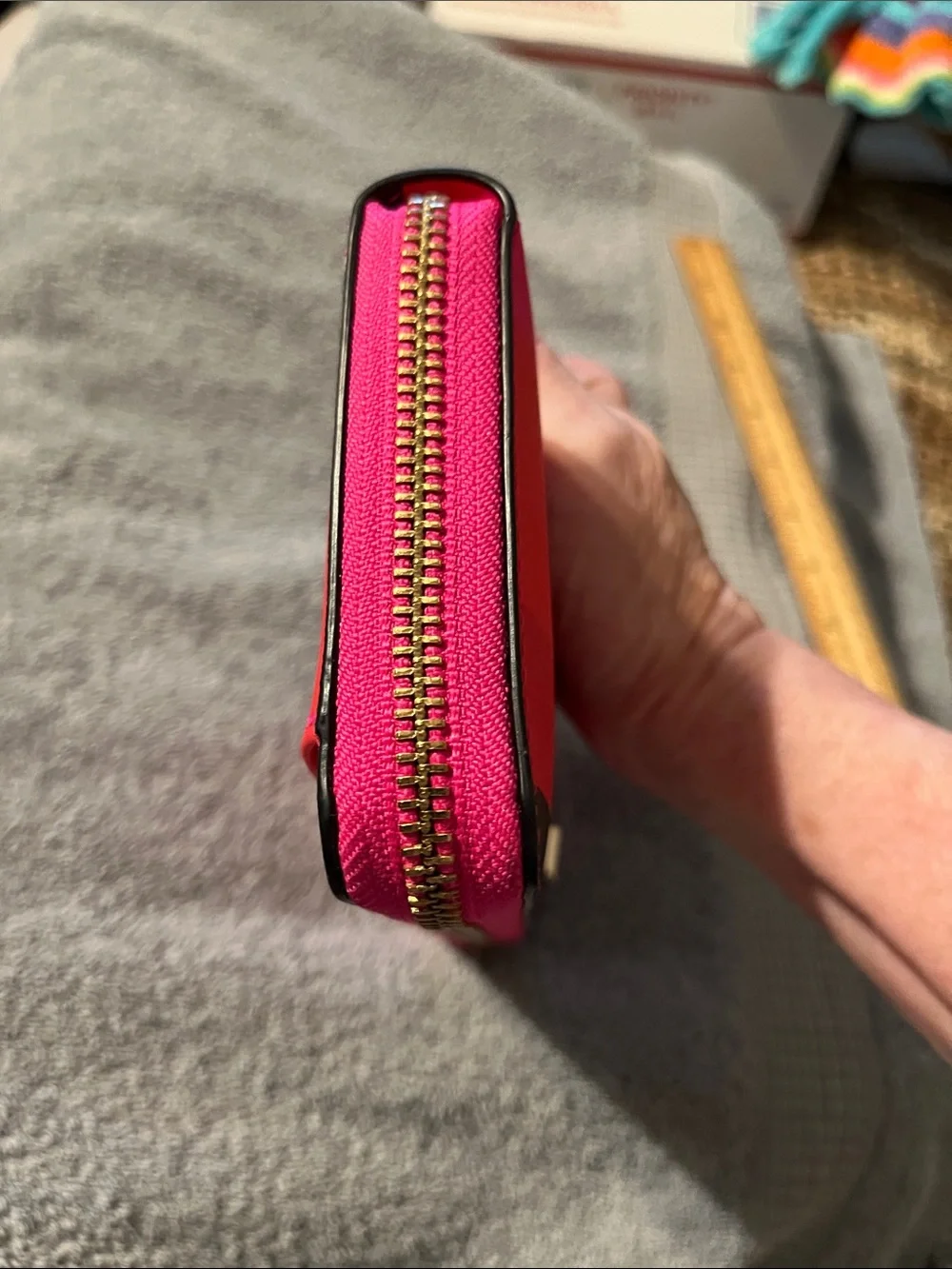 NWOT Kate Spade NY Continental Wallet Bonita Stripe Pattern Pink Zipper